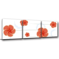 三聯式 方型 無框畫 掛鐘 花卉 客廳 民宿 餐廳 飯店-紅花綻顏30x30cm