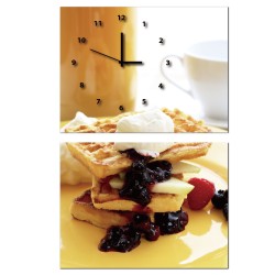 二聯式 橫幅 早餐 早餐店 餐廳 民宿 裝飾 掛鐘 壁畫 家居裝飾- 早餐時刻40x30cm