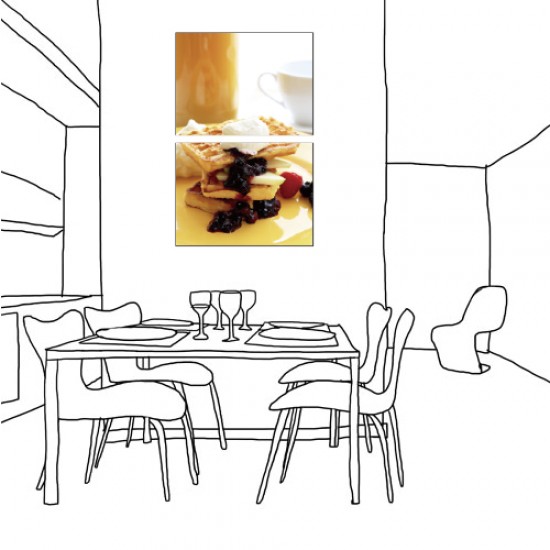 二聯式 橫幅 早餐 早餐店 餐廳 民宿 裝飾 掛鐘 壁畫 家居裝飾- 早餐時刻40x30cm