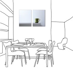 【123點點貼】二聯式 直幅 壁貼 壁紙 窗貼 家居裝飾 家飾品 清新 浪漫 無框畫 客廳 民宿 餐廳 飯店-一個人的愜意30x40cm