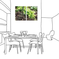 【123點點貼】二聯式 直幅 壁貼 壁紙 窗貼 農家 植物 無框畫 掛畫 壁畫 家居裝飾 客廳 民宿 餐廳 飯店-田園樂30x40cm