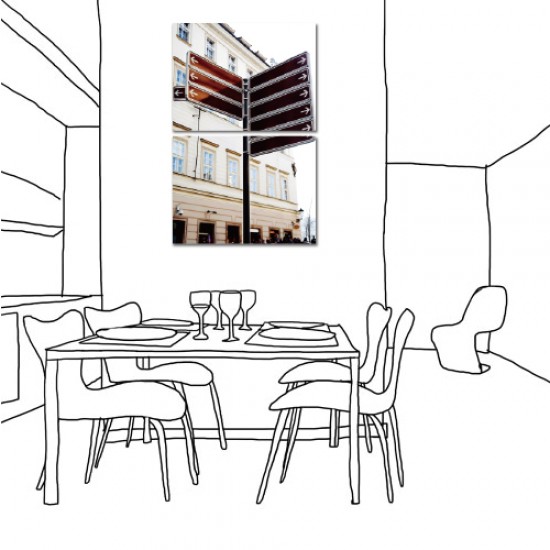 二聯式 橫幅 普普風 指標 景色 民宿 咖啡廳 餐廳 家居裝飾 -心的指引40x30cm