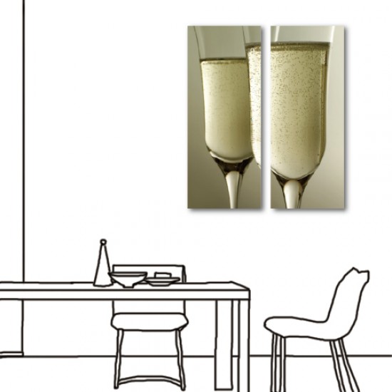 美學365 二聯式 直幅 職業 咖啡廳佈置 酒吧裝潢 餐廳裝潢 家飾品 無框畫 -香檳20x50cm