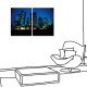二聯式 直式 普普風 景色 咖啡廳 民宿 餐廳 家居裝飾 壁畫 掛鐘-夜生活30x40cm