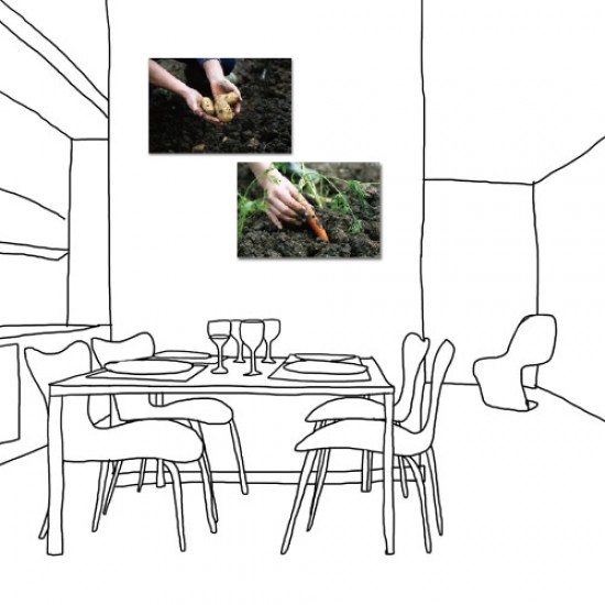 【123點點貼】二聯式 直式 壁貼 壁紙 窗貼 蔬果 有機 田園 景色 咖啡廳 民宿 餐廳 家居裝飾 壁畫 -種菜鄉土情30x40cm