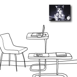 單聯式 橫幅 動物 貓咪 童趣 小孩房 書房 圖書館 咖啡廳 家居裝飾 辦公室 無框畫 民宿 -夜貓40x30cm