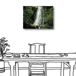 單聯式 橫幅 風景 咖啡廳 手繪風 書房 無框畫 掛鐘 壁鐘 客廳 民宿 餐廳 飯店 家居裝飾-瀑布40x30cm