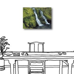 單聯式 橫幅 長輩禮 山水畫 瀑布 寫實 書房 圖書館 咖啡廳 餐廳 民宿 客廳-瀑布40x30cm