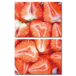 二聯式 橫幅 水果 草莓 粉色 少女 咖啡廳 民宿 餐廳 家居裝飾 壁畫 -草莓愛戀40x30cm