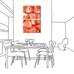 【123點點貼】二聯式 橫幅 壁貼 壁紙 牆貼 家飾品 水果 草莓 粉色 少女 咖啡廳 民宿 餐廳 家居裝飾 壁畫 -草莓愛戀40x30cm
