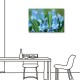 單聯式 橫幅 花卉 藍色 圖書館 無框畫 掛鐘 壁鐘 客廳 民宿 餐廳 飯店 家居裝飾 花店-藍花-60x40cm