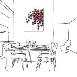【123點點貼】二聯式 直幅 家居裝飾 壁貼 牆貼 水果 紅色 烘培 掛畫 壁鐘 咖啡廳 書房 輕改造-酸甜滋味20x50cm
