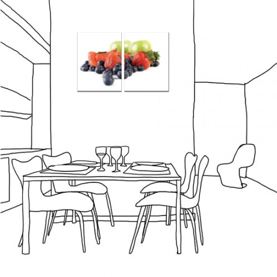 二聯式 直式 水果 養生 廚房 餐廳 民宿 家居裝飾 壁鐘 壁畫 輕改造-水果派對30x40cm