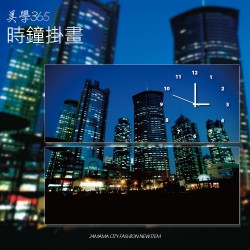  24mama 二聯式 浦東城市無框畫 時鐘掛畫-20x50cm(1696605)