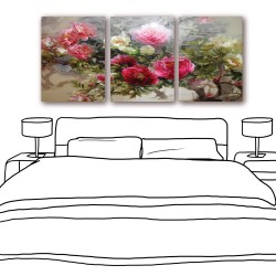 三聯式 直幅 花卉 紅色 家居飾品 室內裝潢-花朵朵-30x40cm