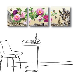 三聯式 方型 花卉 粉色 牡丹花 主臥室 辦公室裝潢 家居裝潢-嬌滴30x30cm