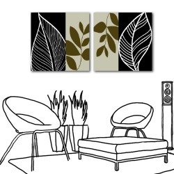 二聯式 方型 植物 民宿飯店 流行家飾 客廳擺設-葉相思-30x30cm