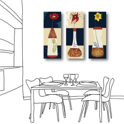 三聯式 直幅 花卉 咖啡廳 室內裝飾 家飾品 油畫 印象派 客廳 民宿 大廳 -濃醇香-30x80cm