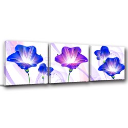 三聯式 方型 花卉 藍色 無框畫 掛畫 室內擺設 -藍色喜好-30x30cm