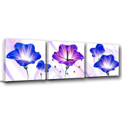 三聯式 方型 花卉 藍色 無框畫 掛畫 室內擺設 -藍色喜好-30x30cm