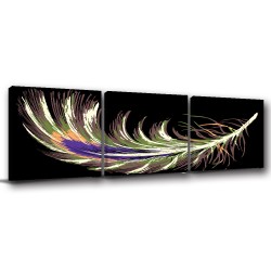 三聯式 方型 普普風 羽毛 簡約 無框畫 室內擺設 -天使的羽毛-30x30cm