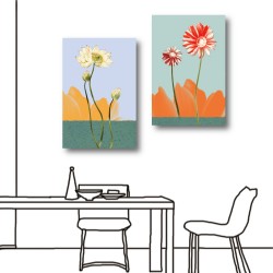 二聯式 直幅 花卉 家居裝飾 無框畫 掛鐘 書房 客廳 餐廳 飯店 家居裝飾 民宿-印象派的花-40x60cm