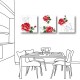 三聯式 方形 花卉 玫瑰花 水彩 手繪風 家居裝潢-水彩玫瑰-30x30cm