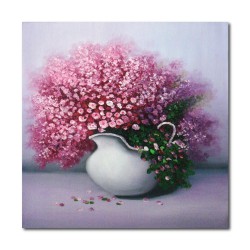【123點點貼】單聯式 方形 花卉 粉紅色壁貼 牆貼 壁紙 小資DIY 圖書館 客廳裝飾-花滿-30x30cm