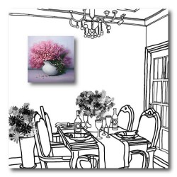 【123點點貼】單聯式 方形 花卉 粉紅色壁貼 牆貼 壁紙 小資DIY 圖書館 客廳裝飾-花滿-30x30cm