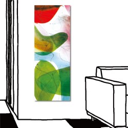 單聯式 直幅 抽象 餐廳佈置 民宿飯店裝潢 流行家飾 室內裝潢 橙品油畫布-紅花綠映-30x80cm