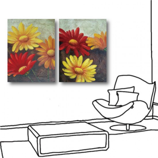 掛畫 花卉無框畫 家居布置 二聯式 30x40cm-三朵花