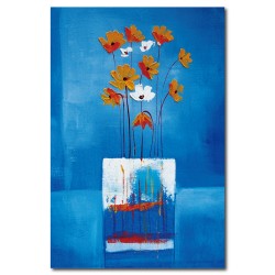 單聯式 直幅 掛畫 藝術無框畫 橙品油畫布 花卉 流行家飾-藍色花卉-40x60cm