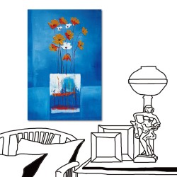 單聯式 直幅 掛畫 藝術無框畫 橙品油畫布 花卉 流行家飾-藍色花卉-40x60cm