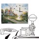 美學365 藝術無框畫 掛鐘 家居掛畫  單聯式 橫幅 40x30cm-荷蘭的鄉村