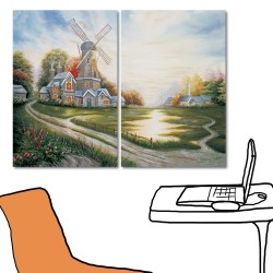 【123點點貼】藝術壁貼 無痕壁貼 二聯式 直幅 40x60cm-荷蘭的鄉村